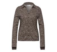 Langarmshirt STREET ONE, Damen, Gr. 38, molten earth, Stoff, 50% Modal, 50% Baumwolle, animal-print, normal normal, V-Ausschnitt, elastischer Bund, Shirts Langarmshirt, im Leo Design (42562009-38) mol