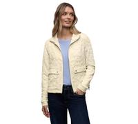 Kurzjacke STREET ONE, Damen, Gr. 42, soft beige, Stoff, 83% Polyester, 16% Viskose, 1% Elasthan, comfort fit normal, V-Ausschnitt, Bündchen, Jacken Kurzjacke, mit Stehkragen (49785158-42) soft beige