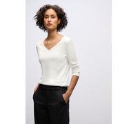 Street One Frauen Shirt mit Herzausschnitt in Weiß, Gr: 40