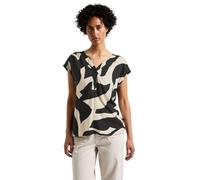 Street One Bluse Damen Kurzarm Gemustert V-Ausschnitt 100% Viskose Grau (whale tail) Gr. 36