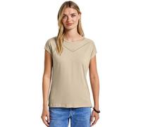 Shirttop STREET ONE, Damen, Gr. 46, coastal beige, Jersey, Obermaterial: 50% Baumwolle, 50% Modal, unifarben, casual, regular fit taillenbedeckt, Rundhals, Kurzarm, Tops, mit Deko-Tape (27571460-46) c
