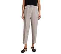Paperbag-Hose STREET ONE, Damen, Gr. 42, Länge 28, tumbled beige, Web, Obermaterial: 76% Polyester, 19% Viskose, 5% Elasthan, unifarben, casual, loose fit lang, Hosen, im Melange-Look und mit Stretch
