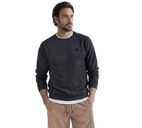 Sweatshirt STREET ONE MEN, Herren, Gr. L (42), grau (schwarz ink blau), Sweatware, 80% Baumwolle, 20% Polyester, unifarben, comfort fit, Rundhals, Bündchen, Sweatshirts Sweatshirt, in Unifarbe (986416