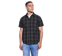 Kurzarmhemd STREET ONE MEN, Herren, Gr. 3XL (48), US-Größen, grau (heavy grau), Web, 100% Baumwolle, kariert, normal normal, V-Ausschnitt, Bündchen, Hemden, aus reiner Baumwolle (26772501-XXXL) heavy