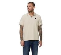 Poloshirt STREET ONE MEN, Damen, Gr. M (40), sandweiß, Web, 50% Baumwolle, 48% Polyester, 2% Elasthan, unifarben, normal normal, hoch geschlossener Ausschnitt, abgesteppt, Shirts, im soften Baumwoll-M