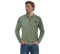 Poloshirt STREET ONE MEN, Herren, Gr. XL (44), grün (willow grün), Web, 95% Baumwolle, 5% Elasthan, unifarben, comfort fit normal, hoch geschlossener Ausschnitt, Bündchen, Shirts, aus Baumwolle mit St