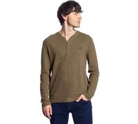 Langarmshirt STREET ONE MEN, Herren, Gr. XL (44), braun (ash braun), Web, 96% Baumwolle, 4% Polyester, unifarben, normal normal, Rundhals, abgesteppt, Shirts, im soften Baumwoll-Mix (28830041-XL) ash