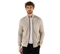 Strickjacke STREET ONE MEN, Herren, Gr. XXL (46), beige (granite beige), Web, 100% Baumwolle, unifarben, casual, normal normal, hoch geschlossener Ausschnitt, Langarm Bündchen, Strickjacken, Feinstric
