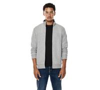 Sweatjacke STREET ONE MEN, Herren, Gr. XXL (46), grau (warm grau melange), Web, Sweatware, 80% Baumwolle, 20% Polyester, unifarben, casual, gerade normal, hoch geschlossener Ausschnitt, Langarm Bündch