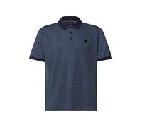 Street One Men - Kurzarm Polosirt mit Allover-Print blau - Gr. - M