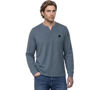 Langarmshirt STREET ONE MEN, Herren, Gr. S (38), vintage blau, Web, Obermaterial: 65% Baumwolle, 34% Polyester, 1% Viskose, unifarben, normal normal, Rundhals, abgesteppt, Shirts Langarmshirt, im Mela