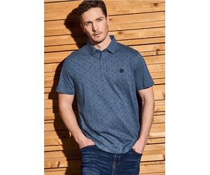 Street One MEN Männer Bedrucktes Jersey Poloshirt in Blau, Gr: XL