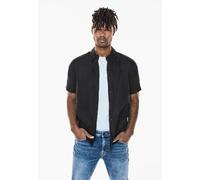 Street One MEN Männer Garment dye Leinenhemd in Schwarz, Gr: XXL