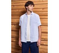Street One MEN Männer Gestreiftes Leinenhemd in Blau, Gr: XXL