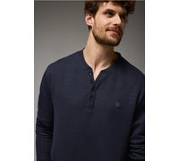Langarmshirt STREET ONE MEN, Herren, Gr. M (40), blau (night blau), Web, 60% Baumwolle, 40% Polyester, meliert, normal normal, Rundhals, Bündchen, Shirts Langarmshirt, bestehend aus einem Materialmix