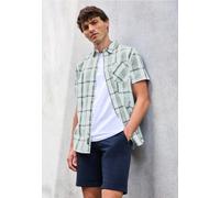 Kurzarmhemd STREET ONE MEN, Herren, Gr. XL44, US-Größen, grün (teal grün), Web, 100% Baumwolle, kariert, normal normal, V-Ausschnitt, Bündchen, Hemden, mit Knopfleiste (66193800-XL) teal grün