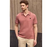 Poloshirt STREET ONE MEN, Damen, Gr. S (38), sunrise rot, Web, 50% Baumwolle, 48% Polyester, 2% Elasthan, unifarben, normal normal, hoch geschlossener Ausschnitt, abgesteppt, Shirts, im soften Baumwol