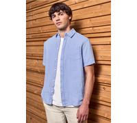 Street One MEN Männer Kurzarmhemd aus Leinen in Blau, Gr: 3XL
