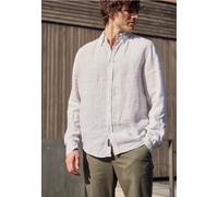 Street One MEN Männer Langarm Hemd aus Leinen mit Streifen in Beige, Gr: M