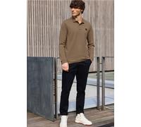 Poloshirt STREET ONE MEN, Herren, Gr. L (42), barista braun, Web, 80% Baumwolle, 20% Polyester, unifarben, normal normal, hoch geschlossener Ausschnitt, Bündchen, Shirts, aus Baumwolle mit Stretchante