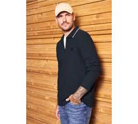 Poloshirt STREET ONE MEN, Herren, Gr. M (40), blau (night blau), Web, 60% Baumwolle, 40% Polyester, unifarben, normal normal, hoch geschlossener Ausschnitt, abgesteppt, Shirts, im soften Baumwoll-Mix 