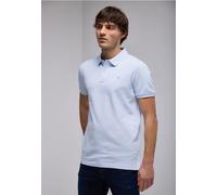 Poloshirt STREET ONE MEN, Herren, Gr. 3XL, blau (soft blau), Web, 100% Baumwolle, unifarben, gerade normal, hoch geschlossener Ausschnitt, Bündchen, Shirts, aus reiner Baumwolle (19438446-XXXL) soft b