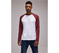 Street One MEN Männer Ripp-Raglan-Longsleeve in Weiß, Gr: XXL