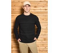 Rundhalspullover STREET ONE MEN, Herren, Gr. XL44, schwarz, Web, 100% Baumwolle, unifarben, normal normal, Rundhals, Rippbündchen, Pullover, aus reiner Baumwolle (88935623-XL) schwarz