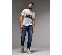 Langarmshirt STREET ONE MEN, Damen, Gr. 3XL, weiß (hellweiß), Web, 100% Baumwolle, bedruckt, gerade normal, Rundhals, Bündchen, Shirts Langarmshirt, aus reiner Baumwolle (76031916-XXXL) hellweiß