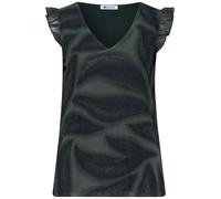 Street One - Mesh-Top mit V-Neck und Print grün - Gr. - 40