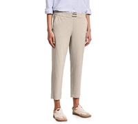 Stoffhose STREET ONE "Style Bonny", Damen, Gr. 40, Länge 28, cobble stone, Web, Obermaterial: 64% Viskose, 31% Polyester, 5% Elasthan, unifarben, loose fit lang, Hosen Stoffhose, mit Schnalle (4731572