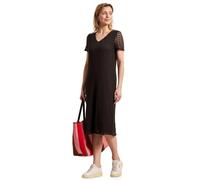 Midikleid STREET ONE, Damen, Gr. 38, N-Gr, espresso braun, Web, Obermaterial: 73% Baumwolle, 27% Polyester. Futter: 95% Viskose, 5% Elasthan, unifarben, Midi, V-Ausschnitt, Kleider Midikleid, aus Spit