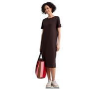 Jerseykleid STREET ONE, Damen, Gr. 34, EURO-Größen, espresso braun, Jersey, 70% Polyester, 25% Viskose, 5% Elasthan, unifarben, normal wadenlang, Rundhals, Bündchen, Kleider Jerseykleid, mit Rundhalsa