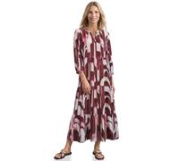 Midikleid STREET ONE, Damen, Gr. 46, EURO-Größen, lila (rustic rouge), Stoff, 100% Viskose, geblümt, normal wadenlang, Rundhals, elastischer Bund, Kleider Midikleid, aus Viskose (72824220-46) rustic r