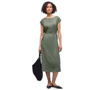 Midikleid STREET ONE, Damen, Gr. 44, EURO-Größen, bound grün, Stoff, 88% Viskose, 12% Polyamid, unifarben, comfort fit Midi, U-Boot-Ausschnitt, normaler Saum, Kleider Midikleid, in Unifarbe (22804863-
