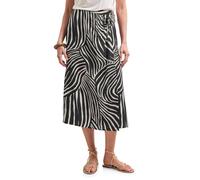 Street One Frauen Midi-Rock in Wickel-Optik mit Print in Schwarz, Gr: 44
