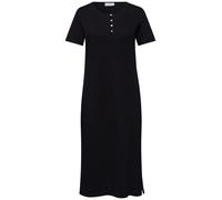 Street One - Midi T-Shirt-Kleid mit Rippstruktur und Knopfleiste schwarz - Gr. - 38