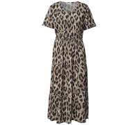 Midikleid STREET ONE, Damen, Gr. 38, EURO-Größen, timeless beige, Stoff, 100% Viskose, gemustert, comfort fit Midi, V-Ausschnitt, normaler Saum, Kleider Midikleid, mit Print (87733967-38) timeless bei