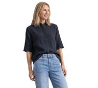 Hemdbluse STREET ONE, Damen, Gr. 46, schwarzest blau, Web, 100% Baumwolle, Strukturmuster, regular fit normal, V-Ausschnitt, abgesteppt, Blusen Hemdbluse, aus reiner Baumwolle (33611529-46) schwarzest