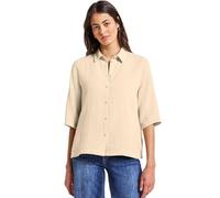 Hemdbluse STREET ONE, Damen, Gr. 40, coastal beige, Web, Obermaterial: 100% Baumwolle, unifarben, casual, lässig geschnitten hüftbedeckend, Rundhals, Halbarm, Blusen, im Musselin-Look (77506316-40) co