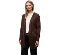 Cardigan STREET ONE, Damen, Gr. 38, schwarz hazelnut braun meliert, Web, 37% Baumwolle, 34% Polyacryl, 26% Polyester, 3% Elasthan, unifarben, normal hüftbedeckend, ohne Ausschnitt, Bündchen, Strickjac