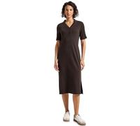 Midikleid STREET ONE, Damen, Gr. 44, EURO-Größen, braun (deep roast braun), Stoff, 63% Polyester, 34% Viskose, 3% Elasthan, unifarben, normal knieumspielend, V-Ausschnitt, abgesteppt, Kleider, in Unif