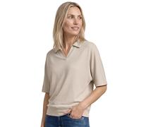 Poloshirt STREET ONE, Damen, Gr. 40, beige (clay sand), Jersey, Obermaterial: 50% Baumwolle, 50% Modal, unifarben, regular fit hüftbedeckend, V-Ausschnitt, abgesteppte Kante, Shirts, Sommershirt mit b