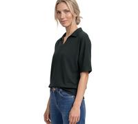Poloshirt STREET ONE, Damen, Gr. 36, deep bound grün, Jersey, Obermaterial: 50% Baumwolle, 50% Modal, unifarben, regular fit hüftbedeckend, V-Ausschnitt, abgesteppte Kante, Shirts, Sommershirt mit bre