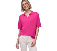 Poloshirt STREET ONE, Damen, Gr. 42, magenta dream, Jersey, Obermaterial: 50% Baumwolle, 50% Modal, unifarben, regular fit hüftbedeckend, V-Ausschnitt, abgesteppte Kante, Shirts, Sommershirt mit breit