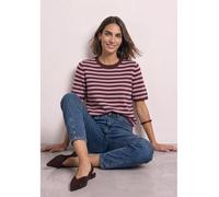 Damen Kurzarm Pullover mit Rundhals und Streifen