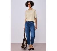 Rundhalspullover STREET ONE, Damen, Gr. 38, smoke beige meliert, Stoff, 60% Viskose, 40% Baumwolle, unifarben, normal normal, Rundhals, Rippbündchen, Pullover Rundhalspullover, Rundhalsausschnitt (490
