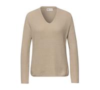 Street One Pullover Damen V-Ausschnitt cotton beige Gr. 42 – uni Baumwoll-Mix 60/40