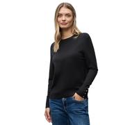 Strickpullover STREET ONE, Damen, Gr. 40, schwarz, Feinstrick, 75% Viskose, 25% Nylon, unifarben, normal normal, Rundhals, Bündchen, Pullover, aus softem Materialmix (98224568-40) schwarz