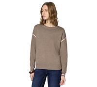 Strickpullover STREET ONE, Damen, Gr. 38, light terra mocha meliert, Strick, Obermaterial: 60% Viskose, 20% Baumwolle, 20% Nylon, unifarben mit Farbeinsatz, bequem hüftbedeckend, Rundhals, Bündchen, P